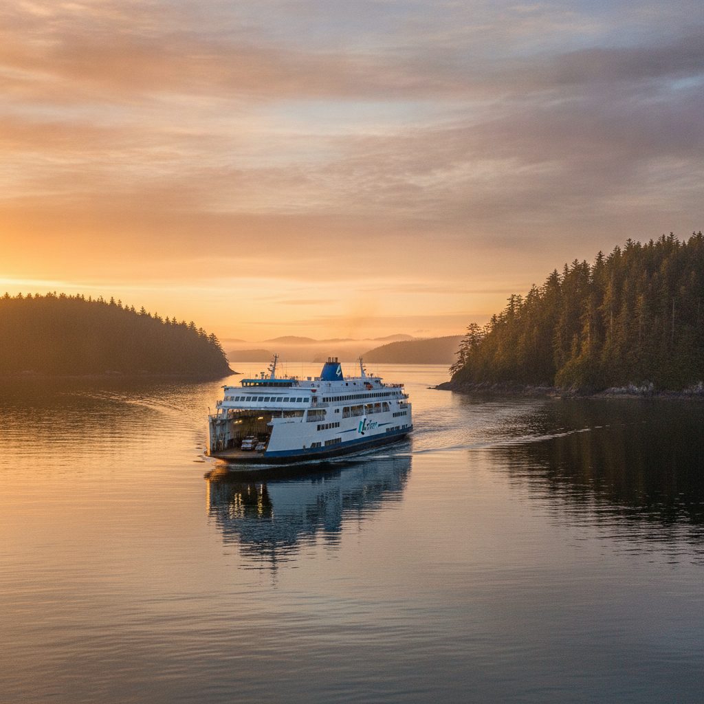 BC ferry at sunset