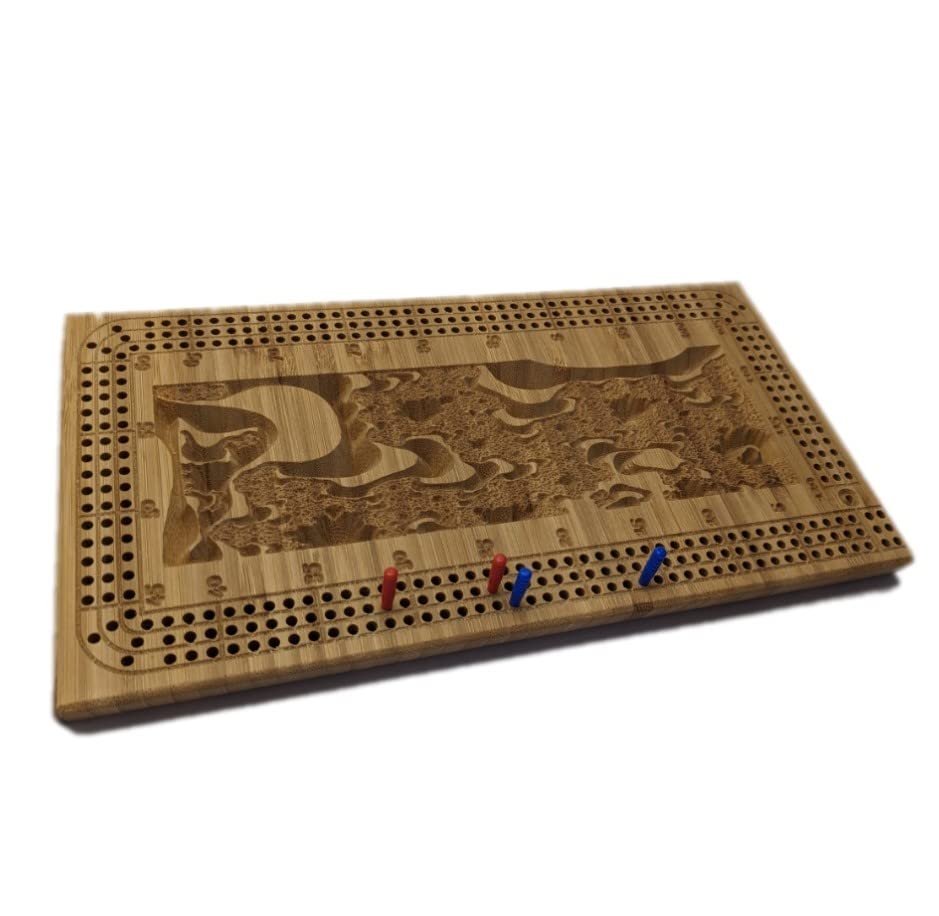 Mandelbrot Bamboo Fractal Optical Illusion Cribbage Board