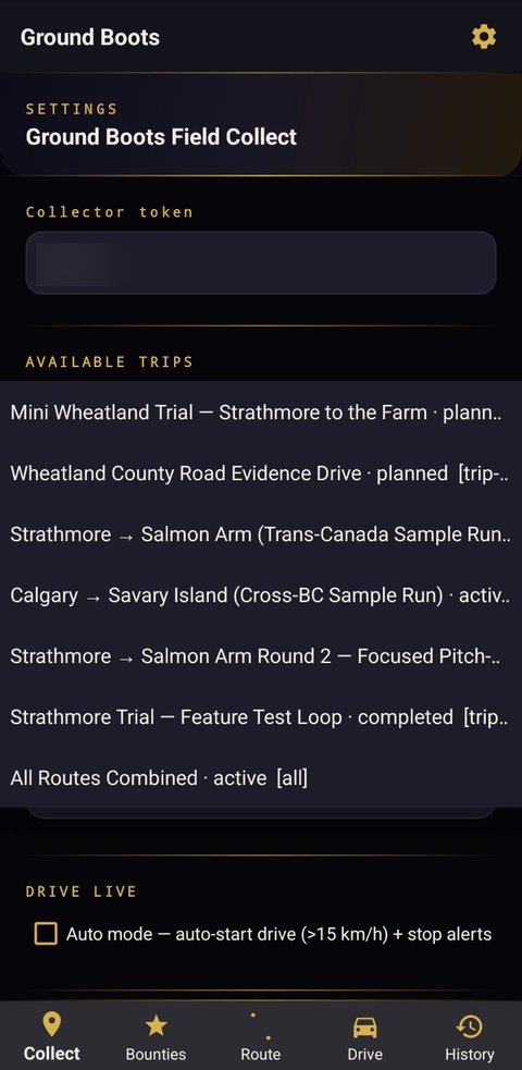 Ground Boots settings: planned and active survey trips