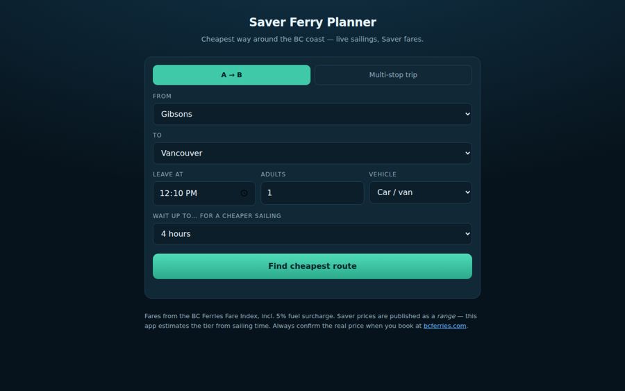 Saver Ferry Planner