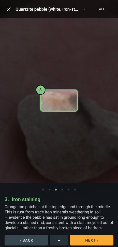 RockID tour zoomed on feature 3, iron staining